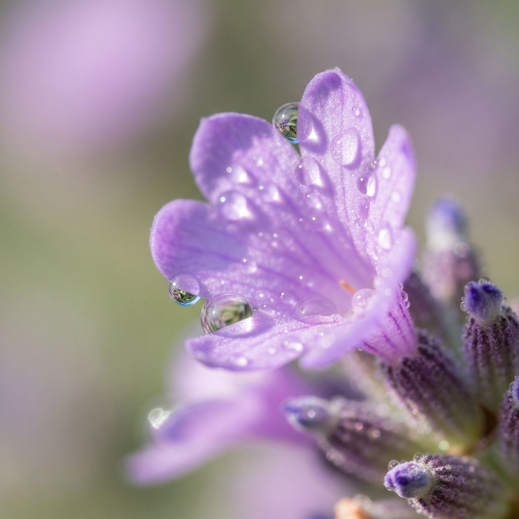 Macro de gotas de rocío en pétalos